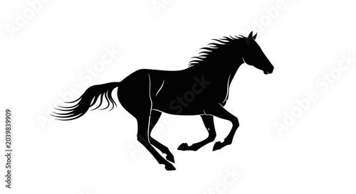 Quadro su tela Black Horse Silhouette Running Freely Fast.