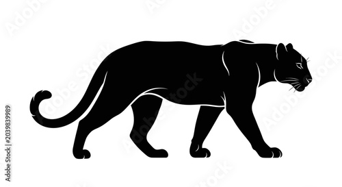 Bild auf Leinwand Black Panther Walking Silhouette Side View.