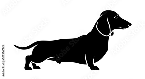 Φωτογραφία Black silhouette of a dachshund dog.