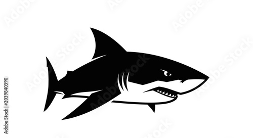 Photos Black silhouette of a shark swimming.