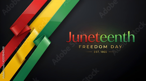 Juneteenth Celebration Scene with Flag Colors and Freedom Message