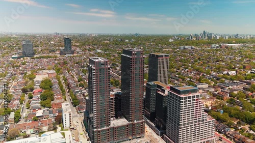 Toronto Bloor Lansdowne New Condo Towers Spring Aerial Drone 4K
