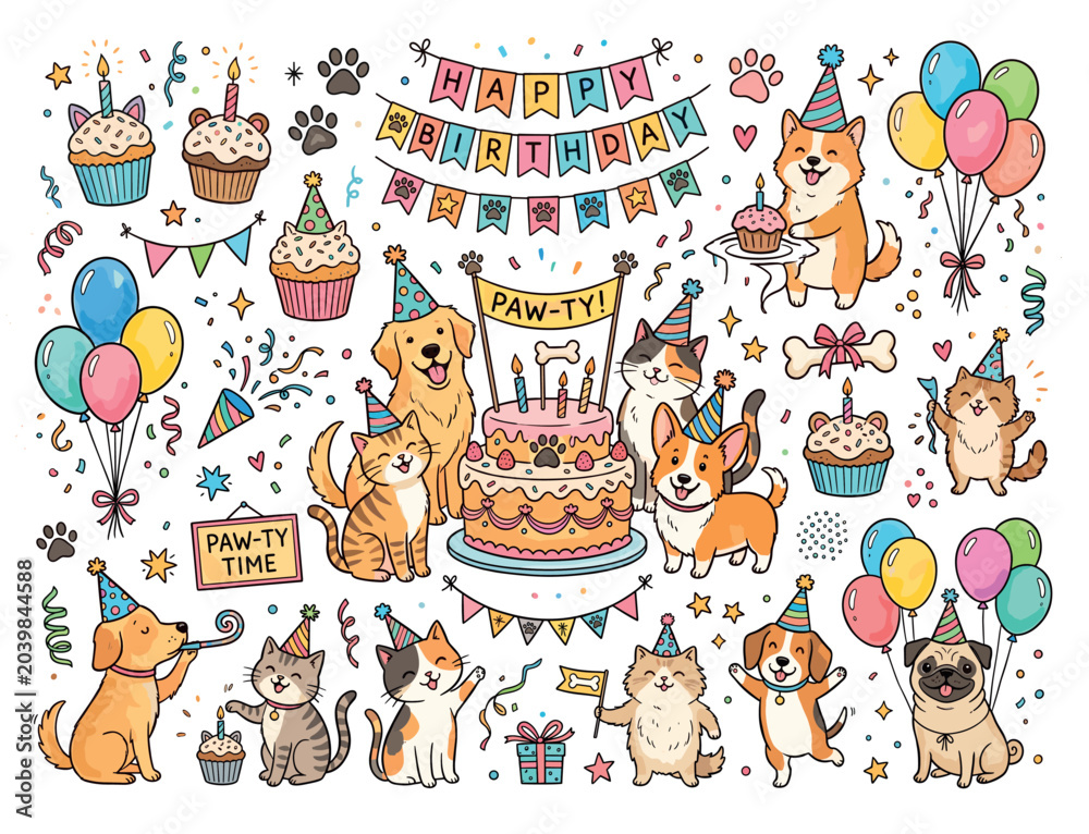 Fototapeta premium pets birthday