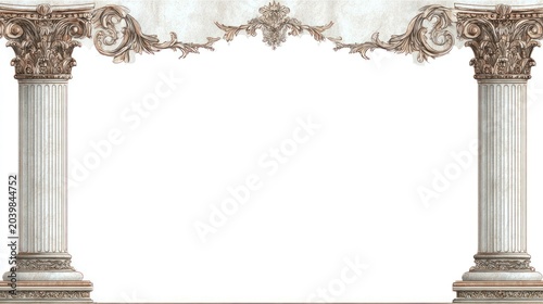 Classical architectural elements form an ornate border framing a central empty space