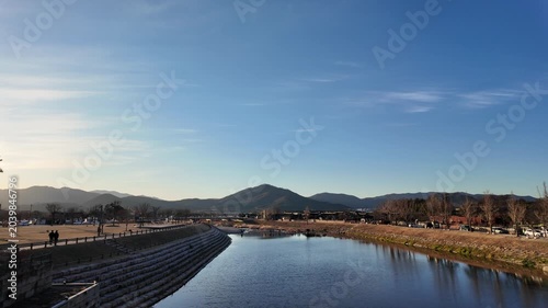 Scenic View of Hyeongsan River and Gyeongju Traditional Village, South Korea