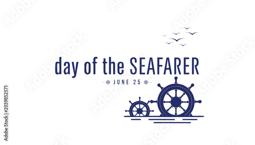 Schilderij op canvas Blue ship steering wheels for the international day of seafarer