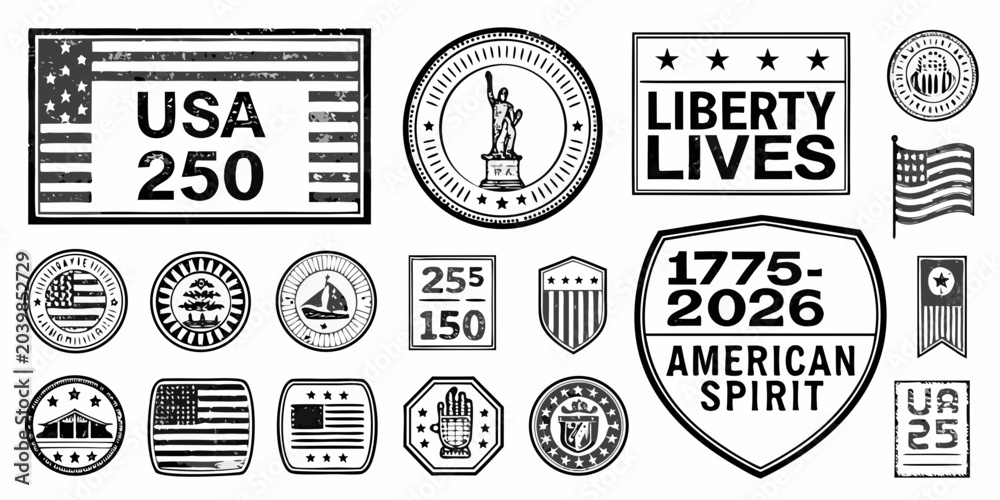 Obraz premium vintage commemorative badges vector illustration usa liberty