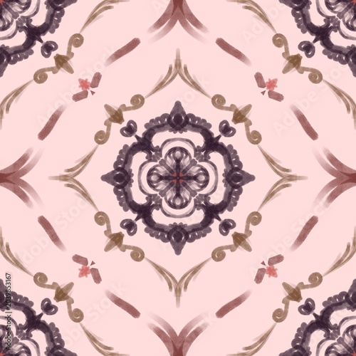 Seamless pattern with symmetrical flowers 