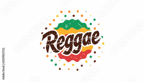 Foto Vibrant reggae music logo design with textured rasta colored shapes