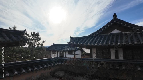Traditional Hanok Houses with Tiled Roofs in Gyeongju, South Korea