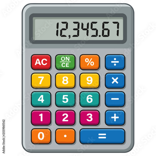 Colorful Calculator Vector Illustration with Numbers