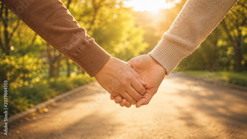 Couple Holding Hands Outdoors