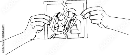 Illustration of a Torn Photo Revealing Couple Inside.