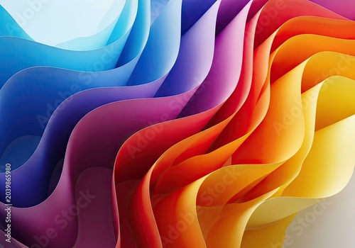 Abstract layered paper art in vibrant rainbow colors perfect for design