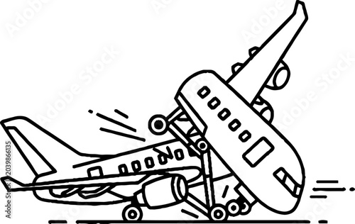 Cartoon airplane experiencing mechanical failure on landing.