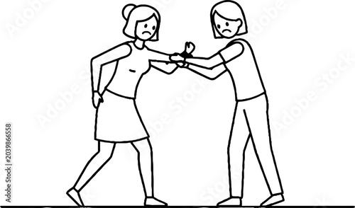 Two girls measuring waistline with tape together indoors.