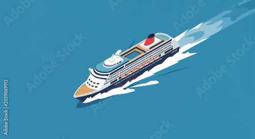 Quadro su tela Cruise ship sailing through blue ocean waters.