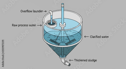 Bild auf Leinwand Wastewater treatment process diagram illustration.