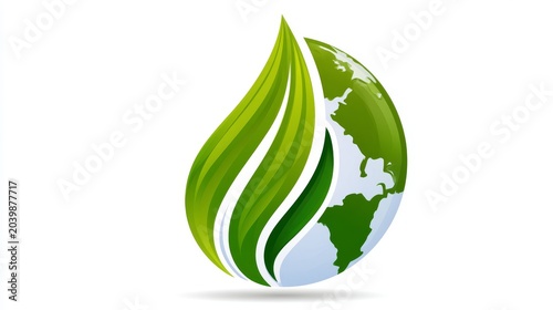 Green Leaf And Earth Water Drop Symbol