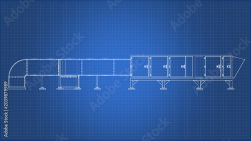 Schilderij op canvas Air Handling - technical drawing, Blueprint
