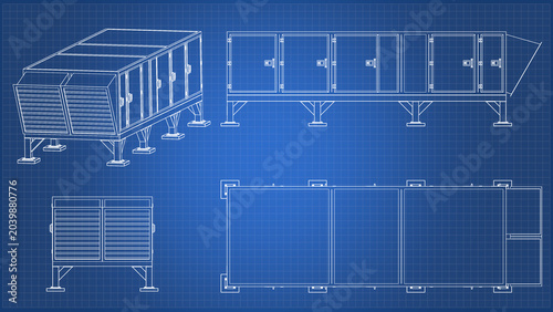 Bild auf Leinwand Air Handling - technical drawing, Blueprint