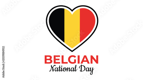 belgium national day banner with heart shaped national flag patriotic celebration greeting design isolated on white background vector illustration