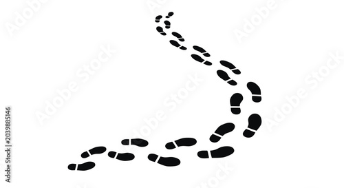 footprint trail silhouette on white background black