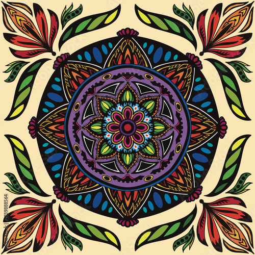 Seamless mandala vector pattern with decorative and symmetrical textile texture.
Fully editable and scalable vector design suitable for fashion fabric, clothing, sweaters, scarves, blankets, home deco