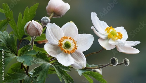 Japanese Anemone Flower And Foliage
