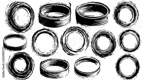 Subtle Monochrome Ink Brush Mark Set On Light Background