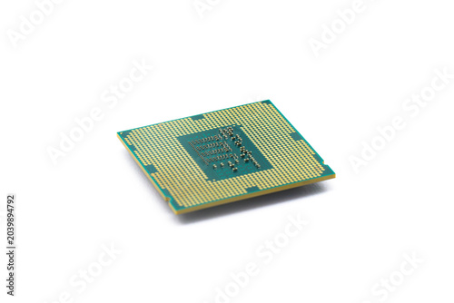 CPU for a computer on a white background. Technology concept.