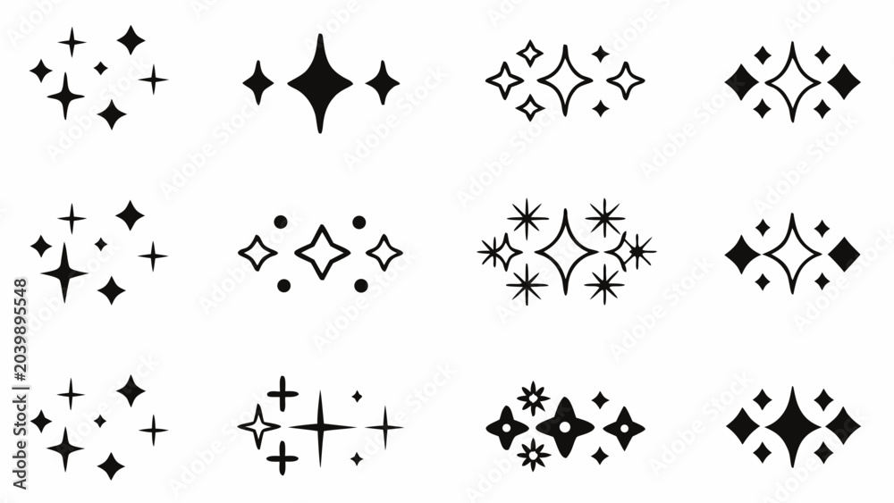 Obraz premium star and sparkle icons vector illustration black