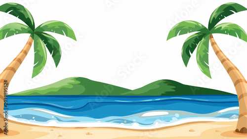 Two palm trees on a tropical island beach Vector