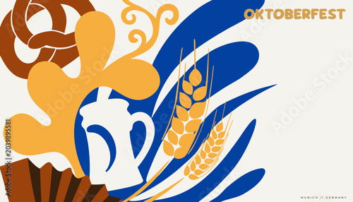 Photos German cultural horizontal vector: lederhosen, accordion, edelweiss for October