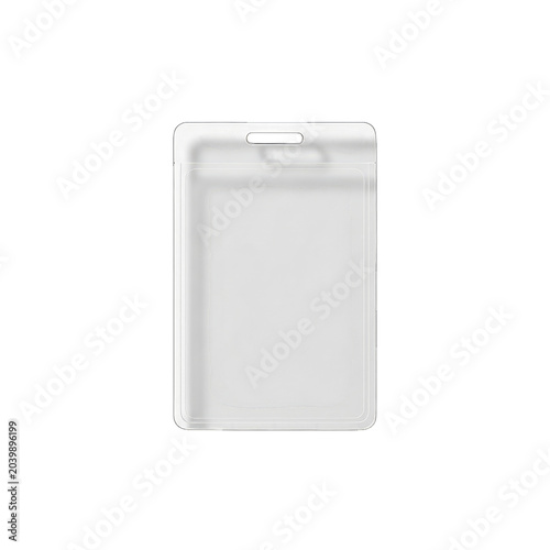 Blank plastic name badge holder top view isolated on transparent background high quality professional detailed modern