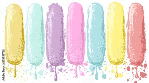 Multicolor Paint Swatch Set On White Background With Clean Copy Space