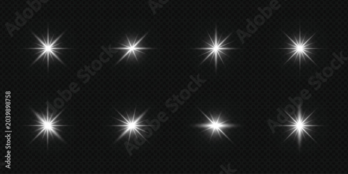 Fotografie Star light and shine glow vector illustration collection sparks and bright spark