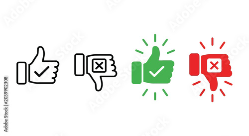 Fotografía thumbs up down icons flat like dislike