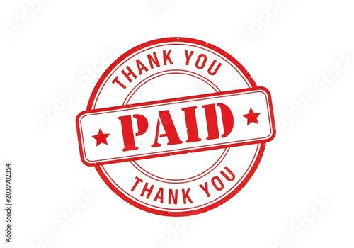 Fotografie Vintage Paid Stamp Seal with Text 'Paid' and 'Thanks for Your Business' isolated