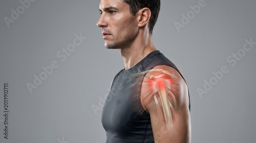 Rotator Cuff Injury and Shoulder Joint Pain Medical Anatomy Illustration