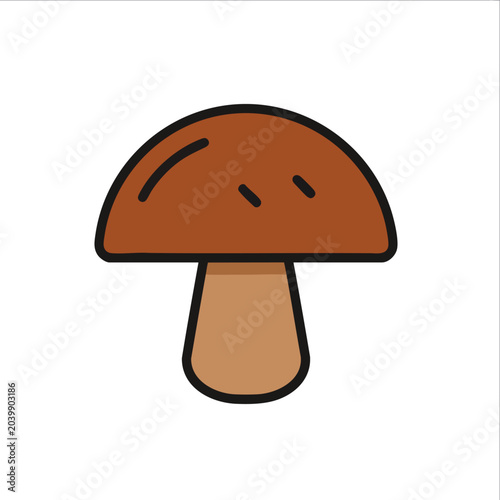 Flat vector illustration of a brown forest mushroom icon.