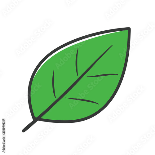 Simple Green Leaf Illustration Vector Icon.