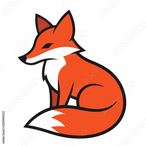 Minimalist vector illustration of a sitting fox character.