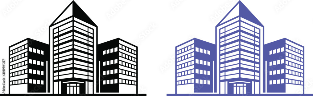 Fototapeta premium Modern office building architecture illustrations