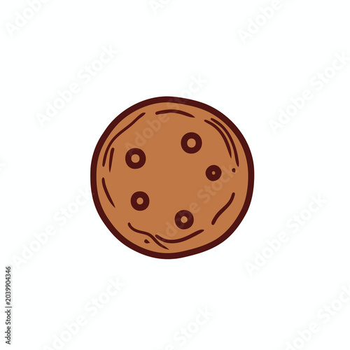 A flat vector icon of a single chocolate chip cookie.