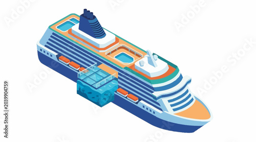 Tableau sur toile Cruise ship sailing on the ocean.