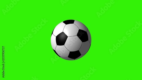Soccer Ball Rotation Animation on Green Screen Chroma Key Background