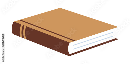 Konstfotografi Closed Hardcover Book with Brown Cover and White Pages on White Background