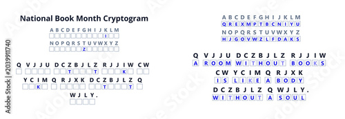 Foto National Book Month cryptogram word puzzle worksheet with answer key