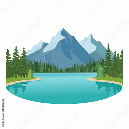 Türkisfarbener Gletschersee, umgeben von Bergen und Nadelwäldern